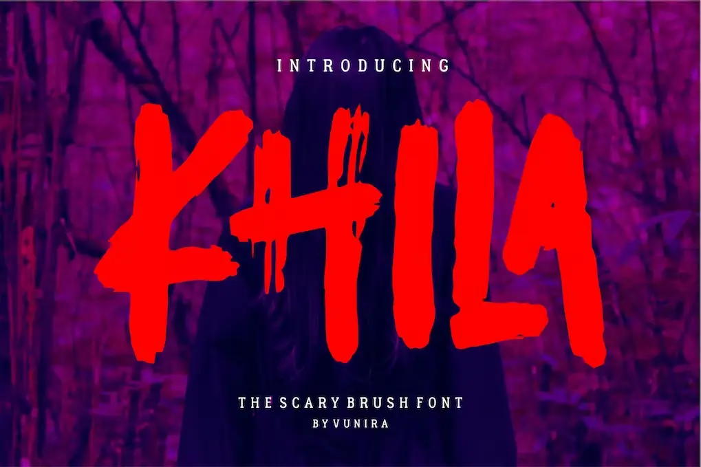 16-Khila-Scary-Brush-Font Best Scary Horror Movie Fonts