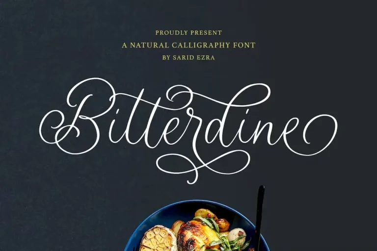 Bitterdine – Natural Calligraphy Long Tail Font
