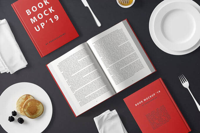 Breakfast Set - Hard Cover Book Mockup Template