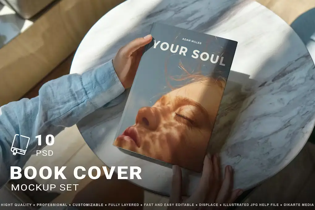 In-Hand Book HardCover Mockups