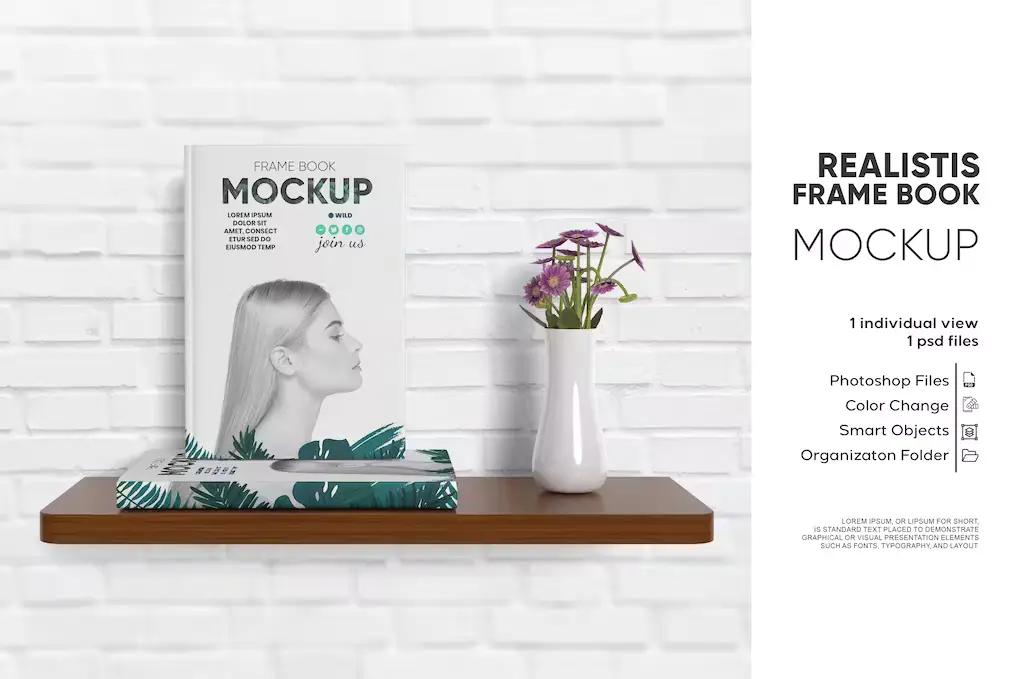 Realistic Frame Book Mockup