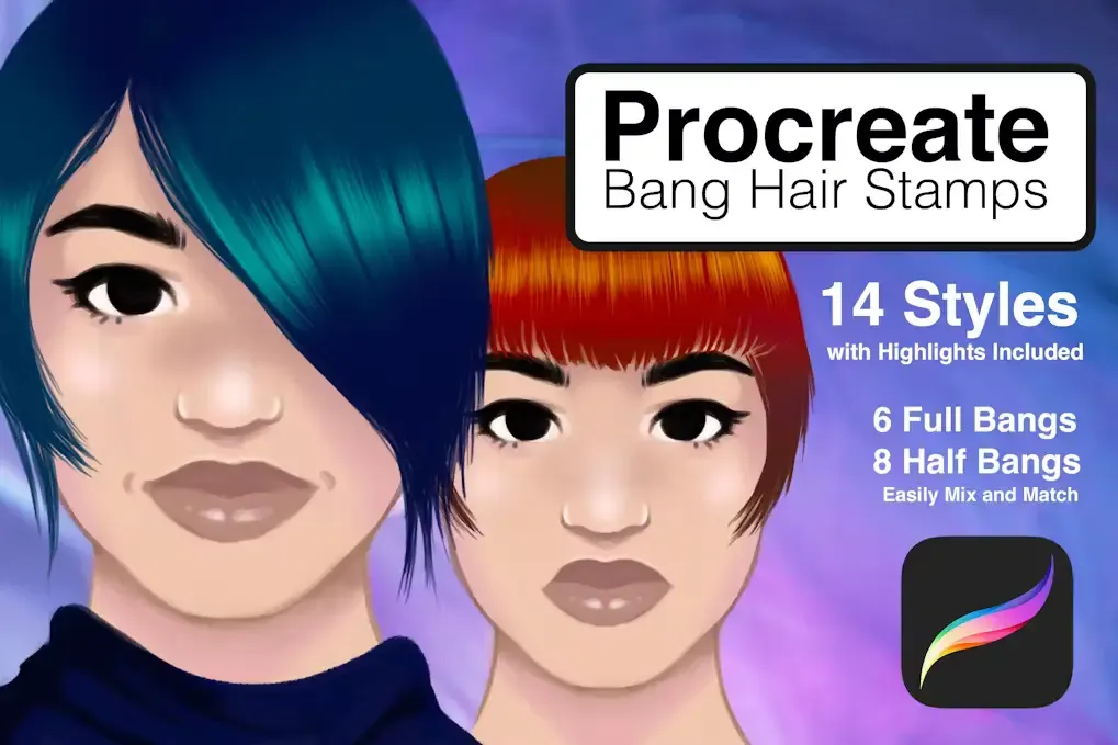 Bang Stamp Hair Brushes for Procreate