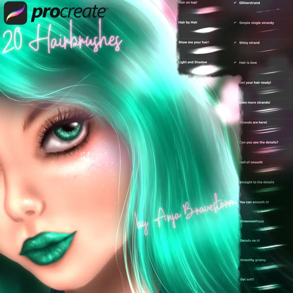 Free Procreate Hair Brushes (Free)
