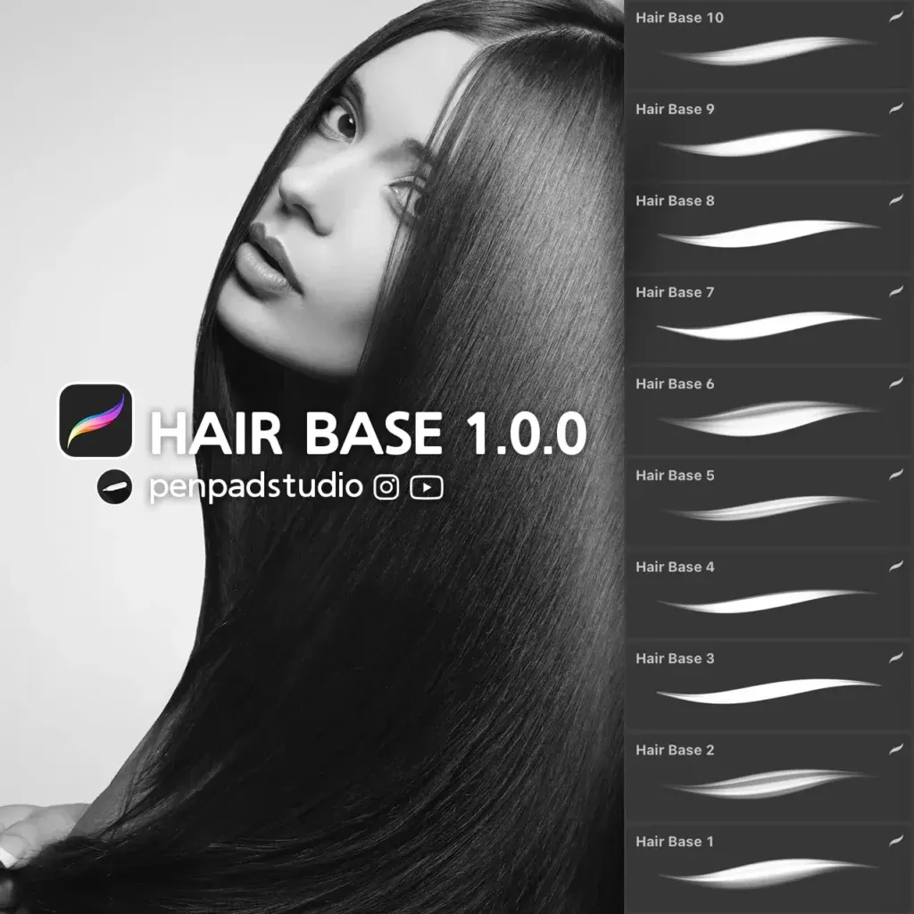 HAIR BASE Free Procreate Brushes (Free)