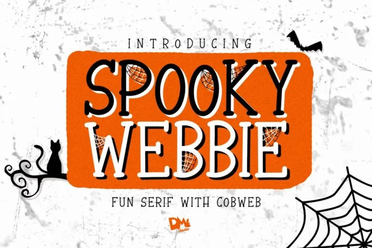 Spooky Webbie - Fun Serif Halloween Font With Web