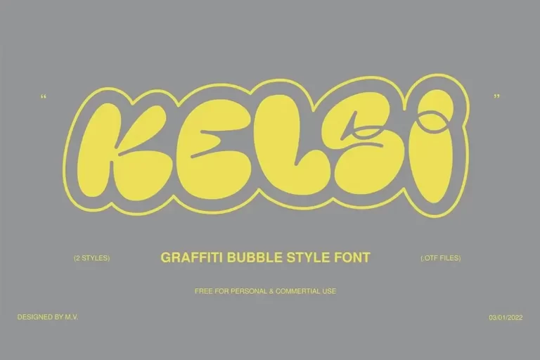 Kelsi - Graffiti Style Bubble Font For Procreate (Free)